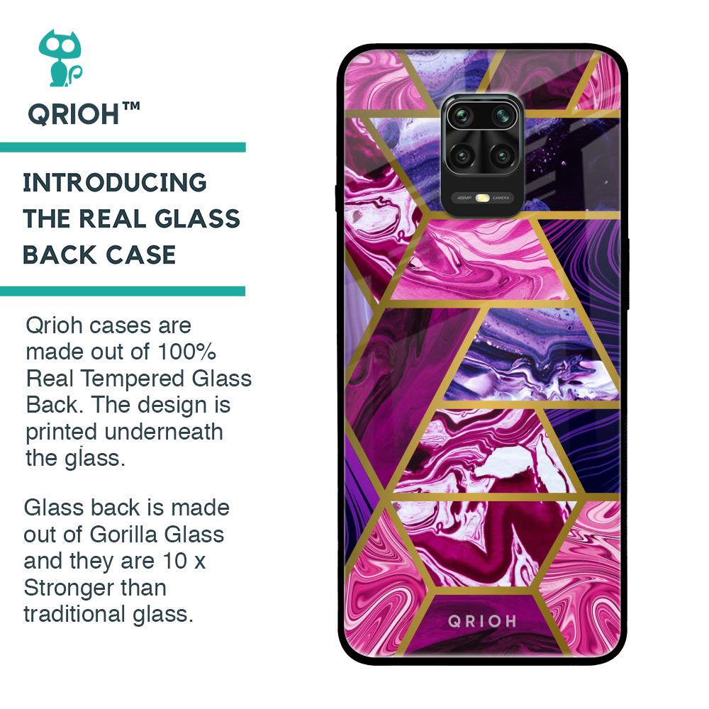 Electroplated Geometric Marble Glass Case for Xiaomi Redmi Note 9 Pro