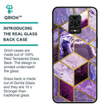 Purple Rhombus Marble Glass Case for Xiaomi Redmi Note 9 Pro