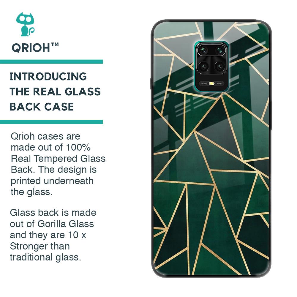 Abstract Green Glass Case For Redmi Note 9 Pro