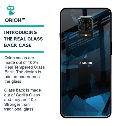 Polygonal Blue Box Glass Case For Xiaomi Redmi Note 9 Pro