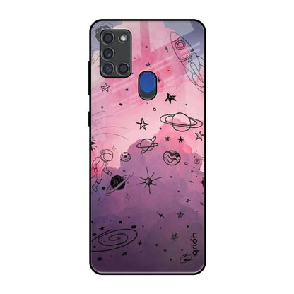 Space Doodles Samsung A21s Glass Back Cover Online