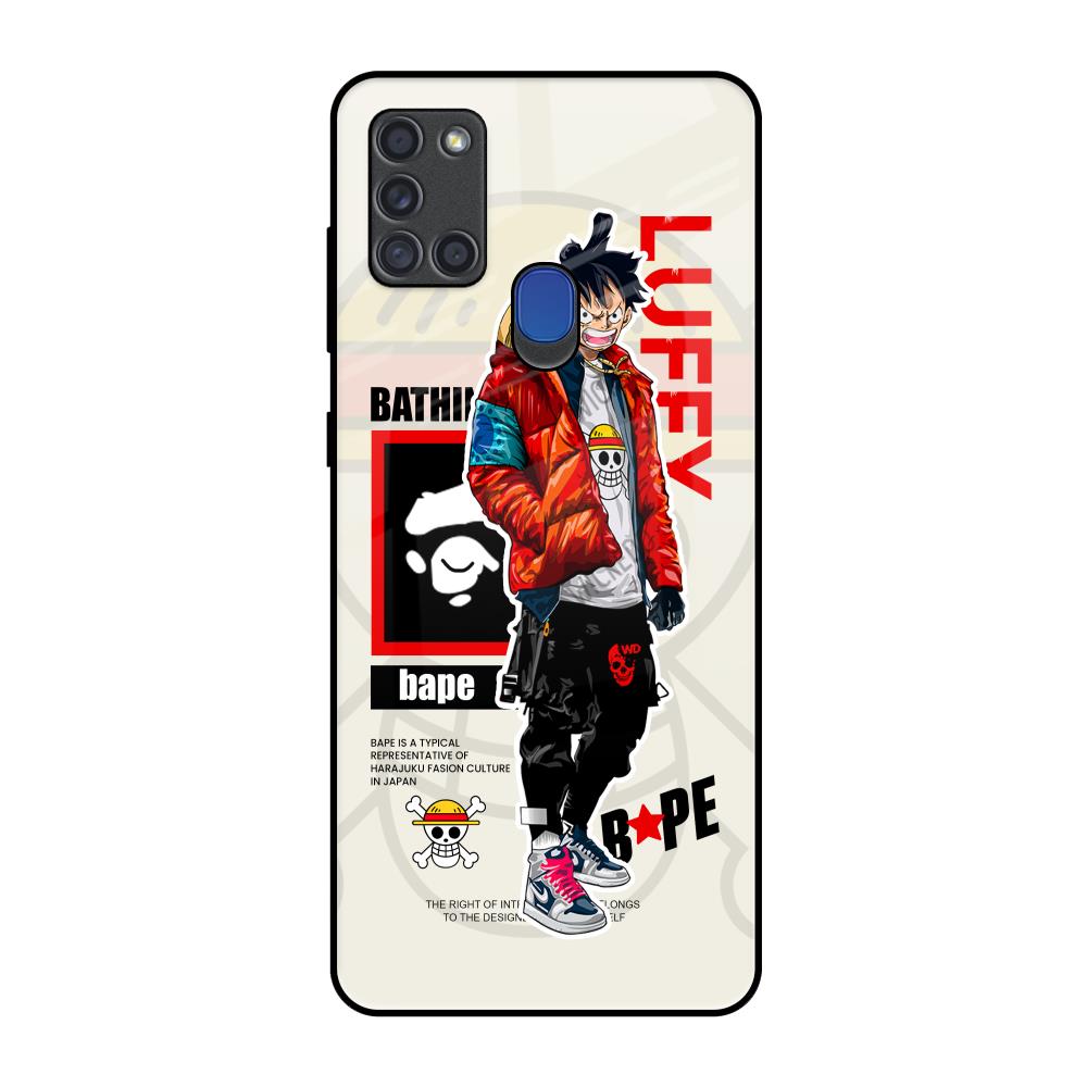 Bape Luffy Samsung A21s Glass Back Cover Online