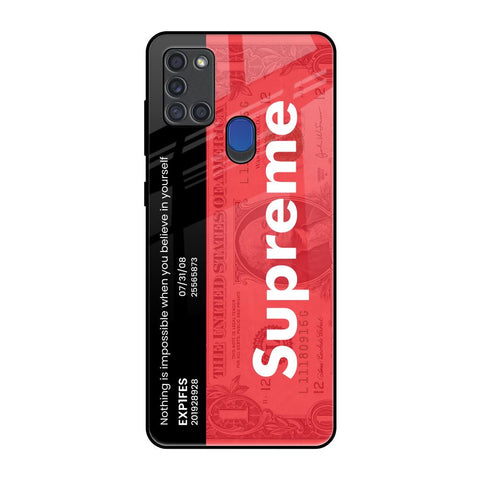 Supreme Ticket Samsung A21s Glass Back Cover Online