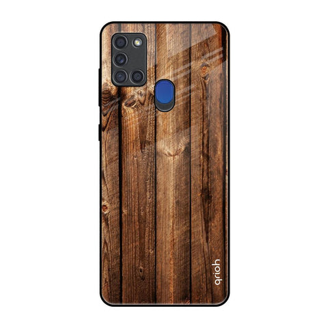 Timber Printed Samsung A21s Glass Back Cover Online