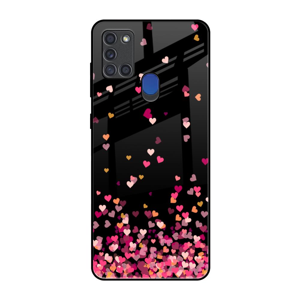 Heart Rain Fall Samsung A21s Glass Back Cover Online