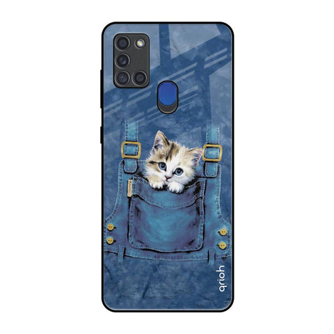 Kitty In Pocket Samsung A21s Glass Back Cover Online