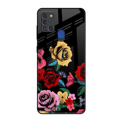 Floral Decorative Samsung A21s Glass Back Cover Online