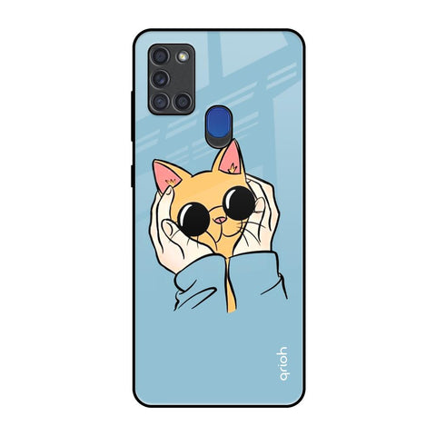 Adorable Cute Kitty Samsung A21s Glass Back Cover Online