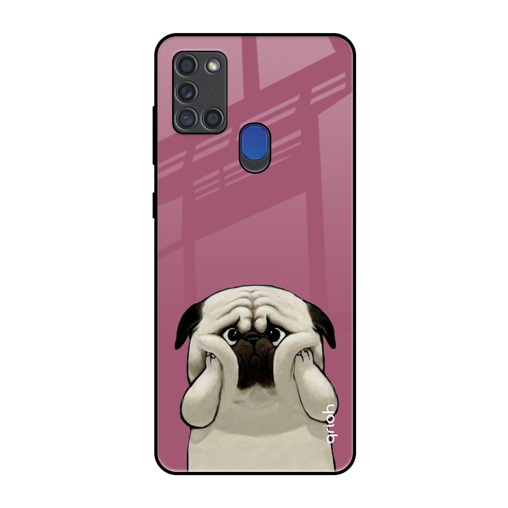 Funny Pug Face Samsung A21s Glass Back Cover Online