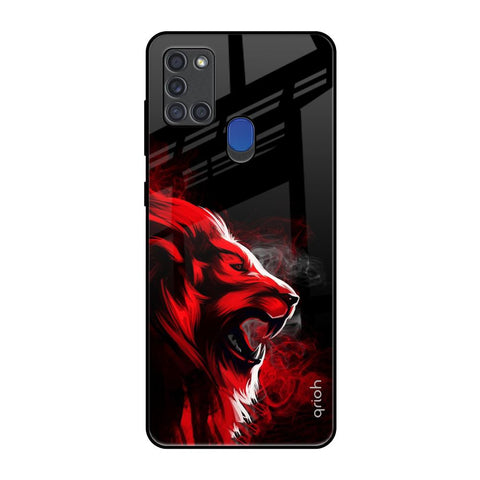 Red Angry Lion Samsung A21s Glass Back Cover Online
