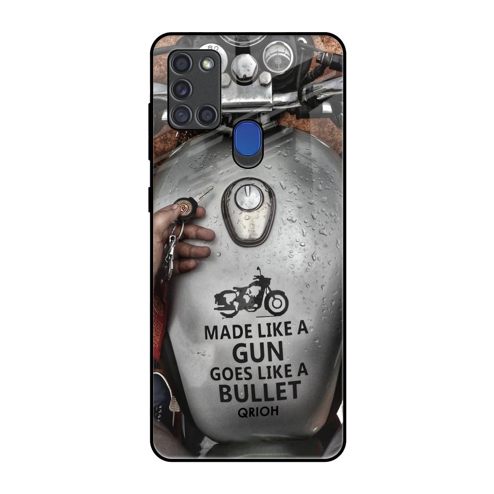 Royal Bike Samsung A21s Glass Back Cover Online