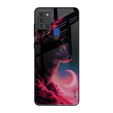 Moon Wolf Samsung A21s Glass Back Cover Online