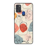 Abstract Faces Samsung A21s Glass Back Cover Online