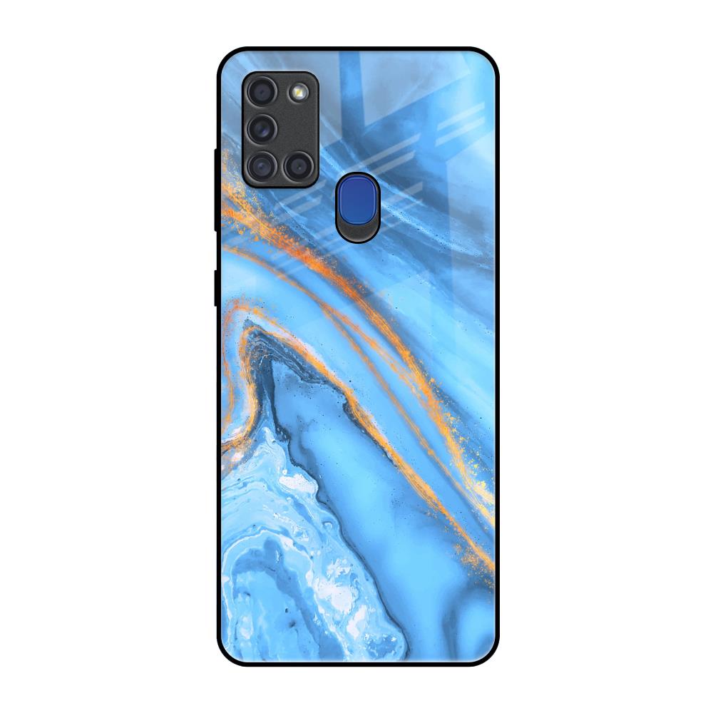 Vibrant Blue Marble Samsung A21s Glass Back Cover Online