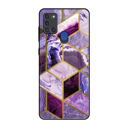 Purple Rhombus Marble Samsung A21s Glass Back Cover Online