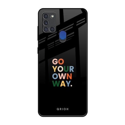 Go Your Own Way Samsung A21s Glass Back Cover Online