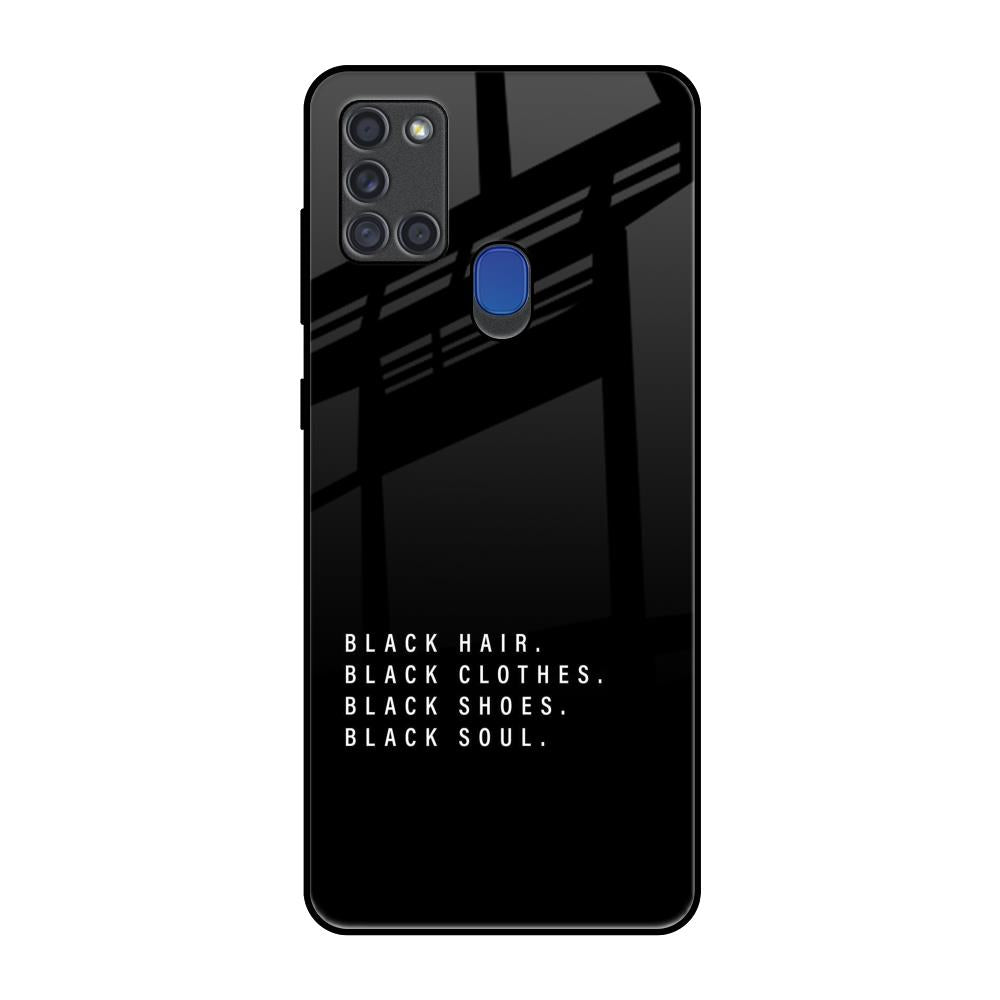Black Soul Samsung A21s Glass Back Cover Online