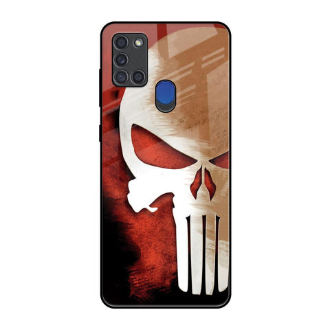 Red Skull Samsung A21s Glass Back Cover Online