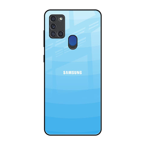 Wavy Blue Pattern Samsung A21s Glass Back Cover Online