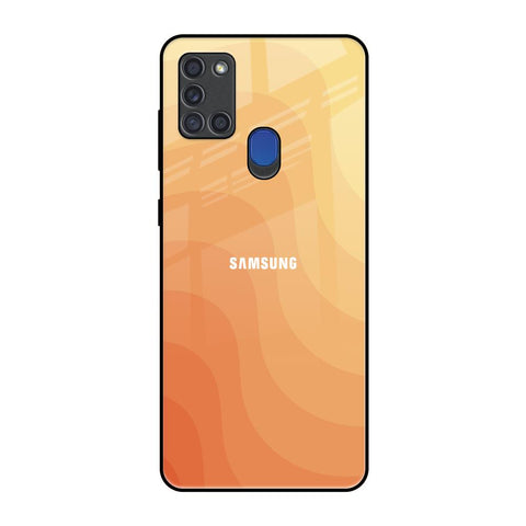 Orange Curve Pattern Samsung A21s Glass Back Cover Online