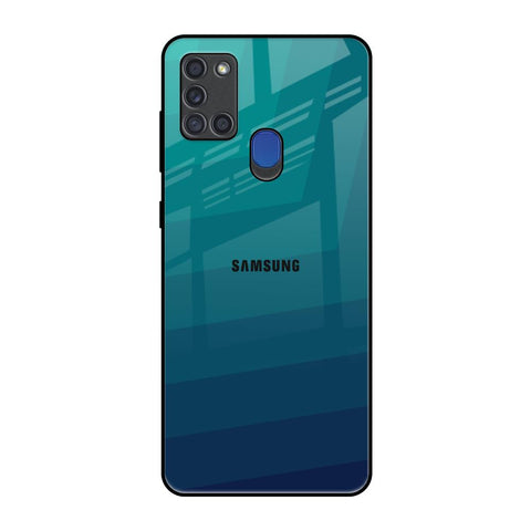 Green Triangle Pattern Samsung A21s Glass Back Cover Online