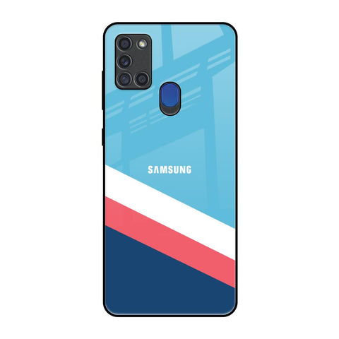 Pink & White Stripes Samsung A21s Glass Back Cover Online