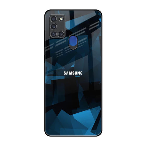 Polygonal Blue Box Samsung A21s Glass Back Cover Online
