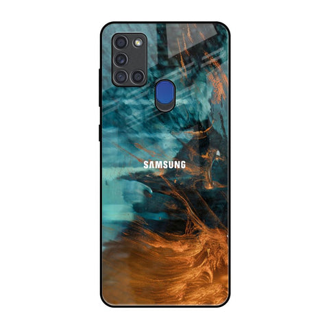 Golden Splash Samsung A21s Glass Back Cover Online