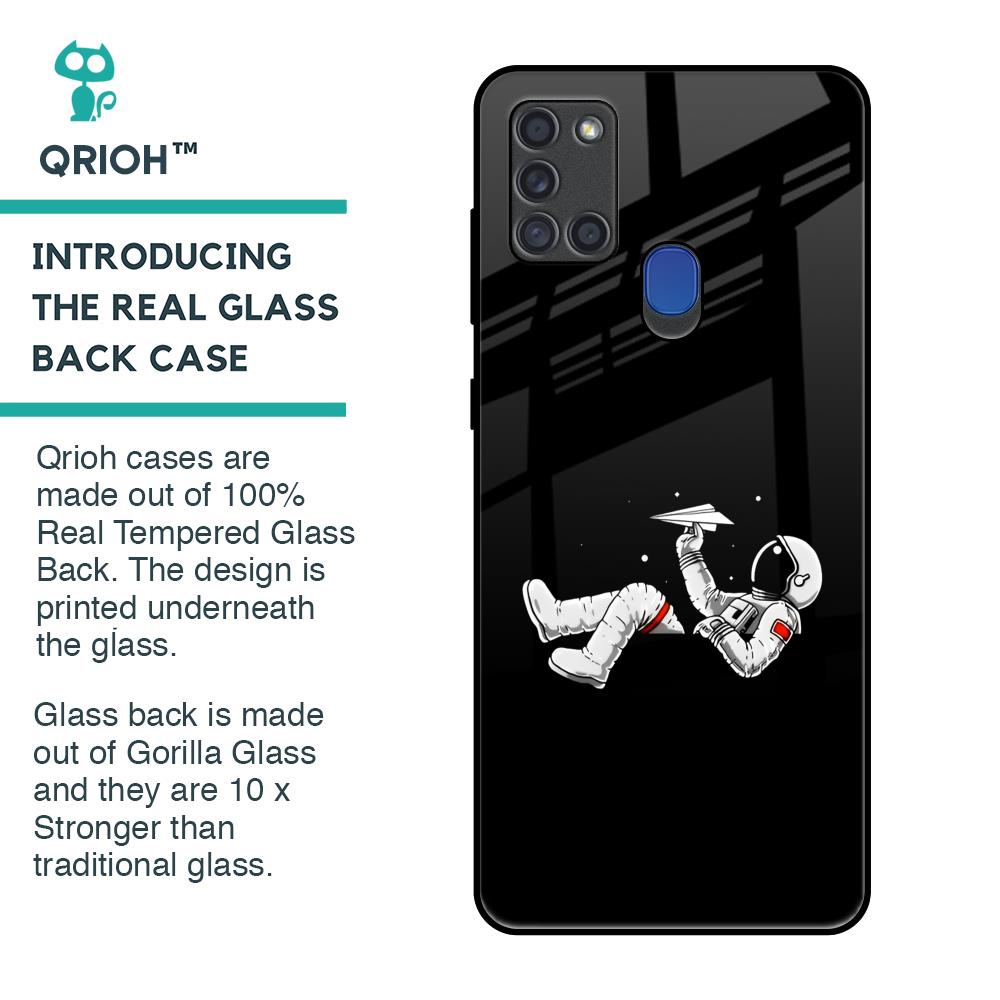 Space Traveller Glass Case for Samsung A21s
