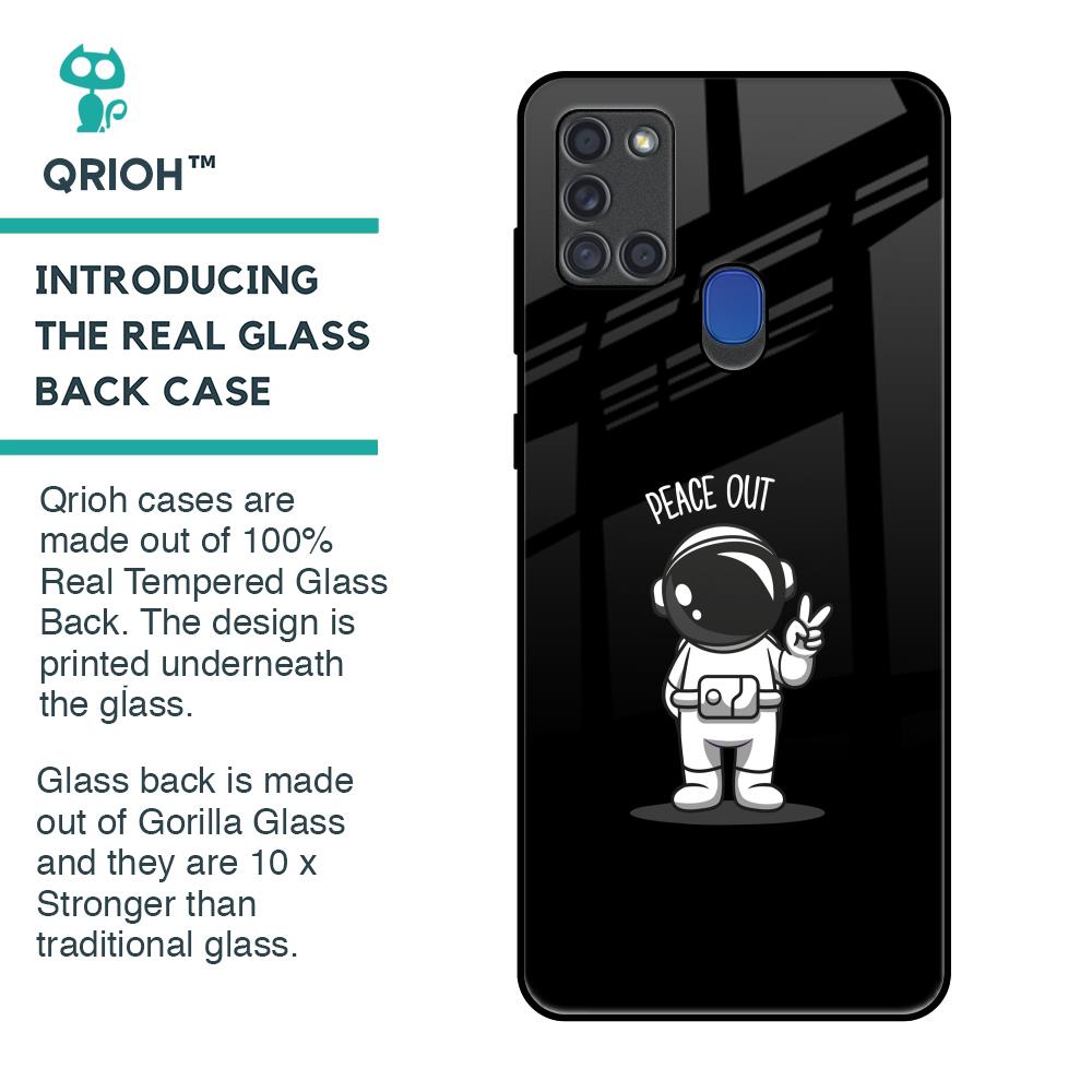 Peace Out Astro Glass Case for Samsung A21s