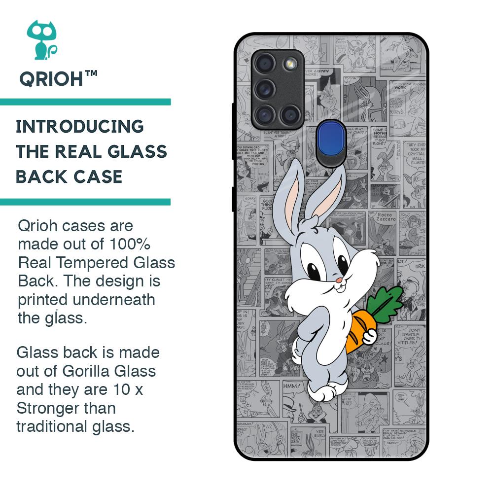 Cute Baby Bunny Glass Case for Samsung A21s