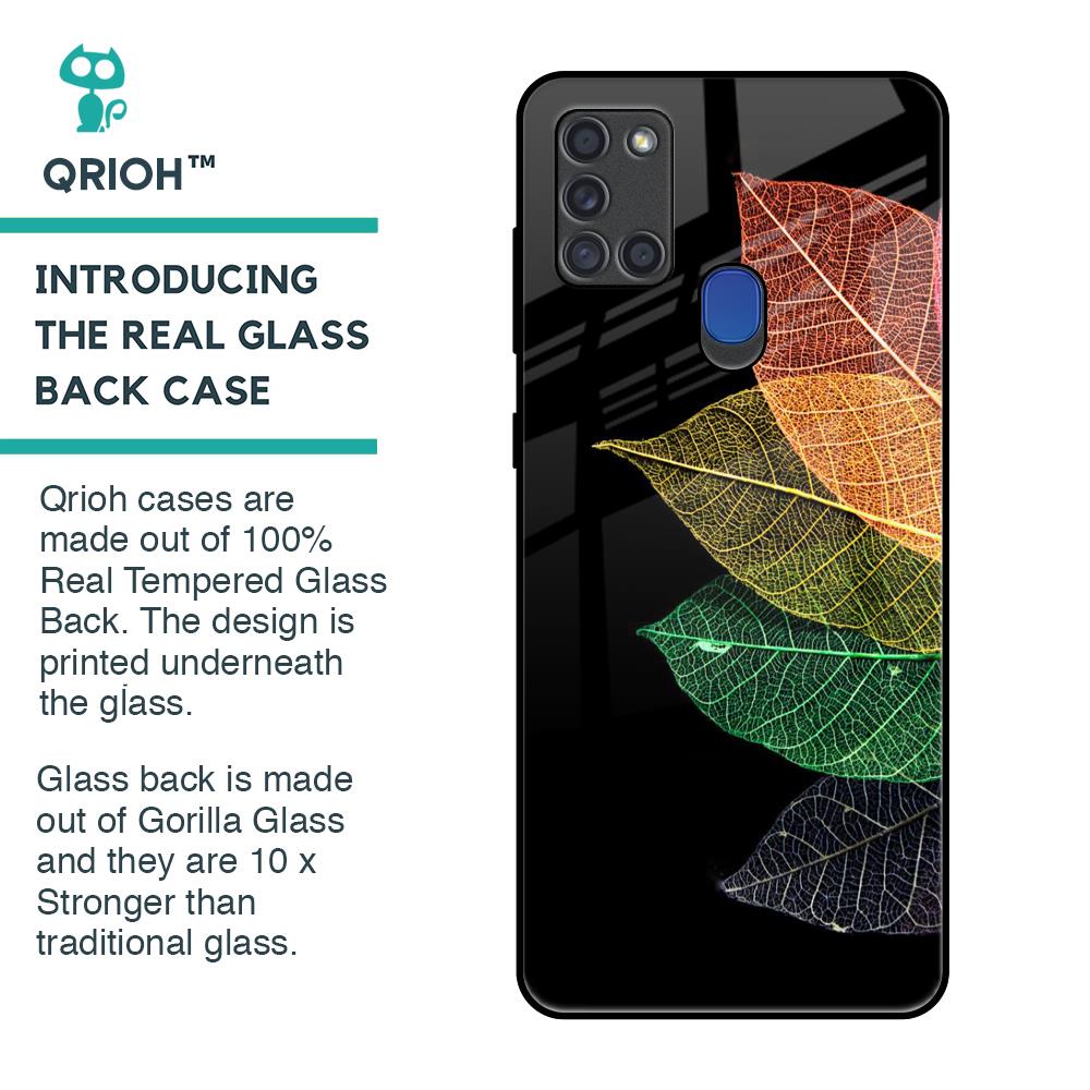 Colorful Leaves Glass Case for Samsung A21s
