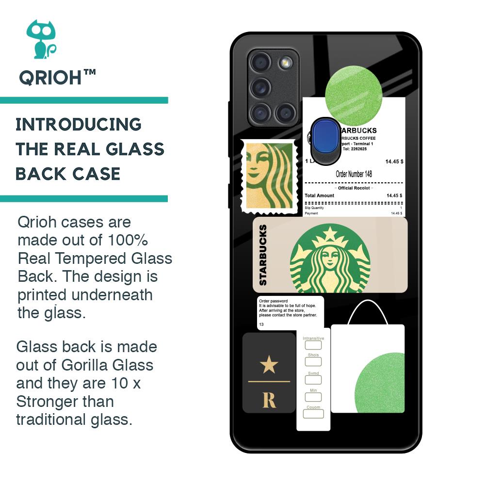 Coffee Latte Glass Case for Samsung A21s