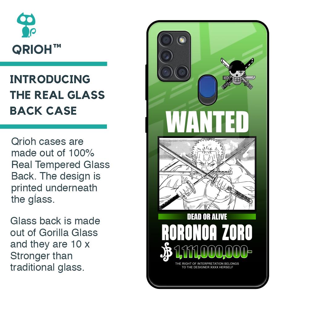 Zoro Wanted Glass Case for Samsung A21s