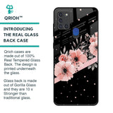 Floral Black Band Glass Case For Samsung A21s
