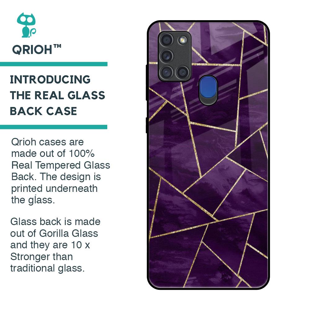Geometric Purple Glass Case For Samsung A21s