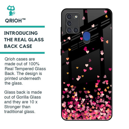 Heart Rain Fall Glass Case For Samsung A21s