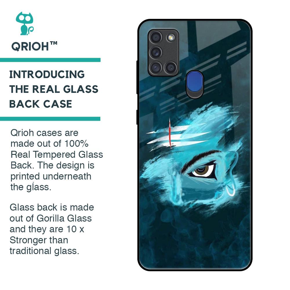 Power Of Trinetra Glass Case For Samsung A21s