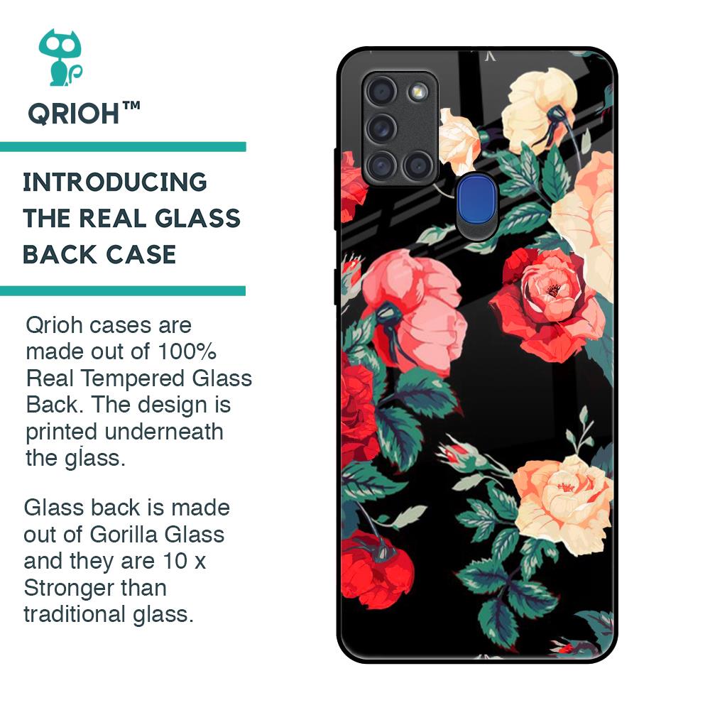 Floral Bunch Glass Case For Samsung A21s