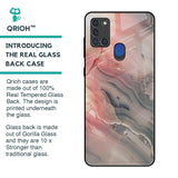 Pink And Grey Marble Glass Case For Samsung A21s