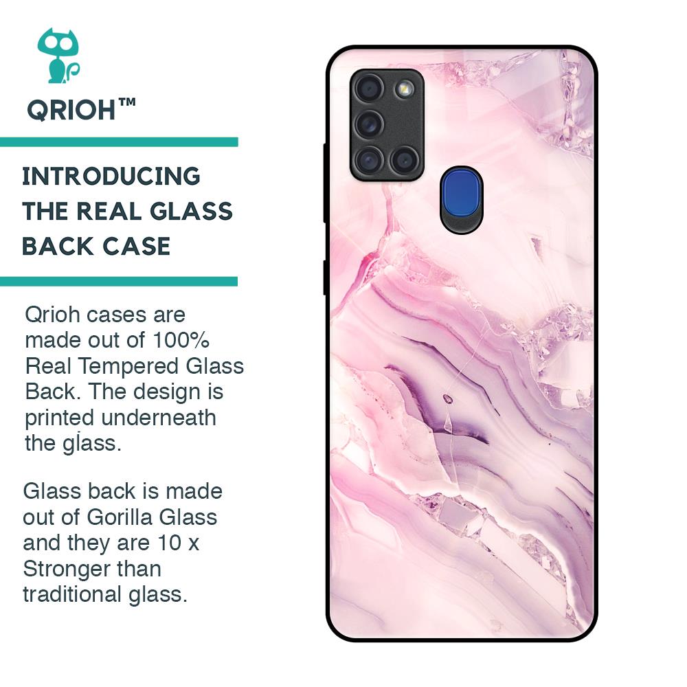 Diamond Pink Gradient Glass Case For Samsung A21s