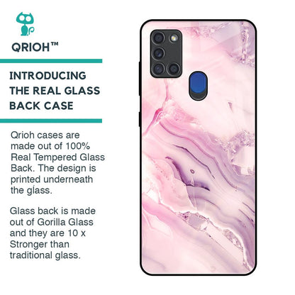 Diamond Pink Gradient Glass Case For Samsung A21s