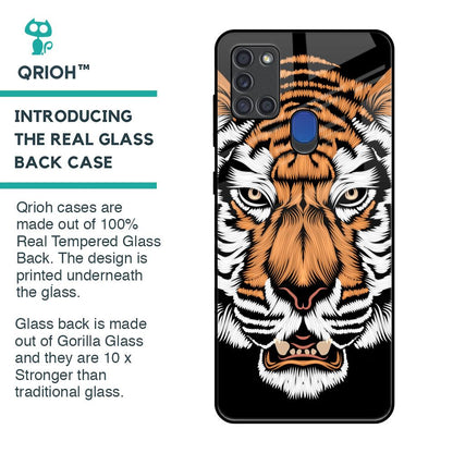 Angry Tiger Glass Case For Samsung A21s