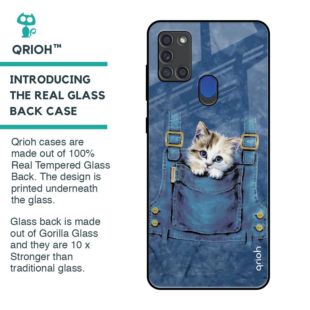 Kitty In Pocket Glass Case For Samsung A21s