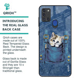 Kitty In Pocket Glass Case For Samsung A21s