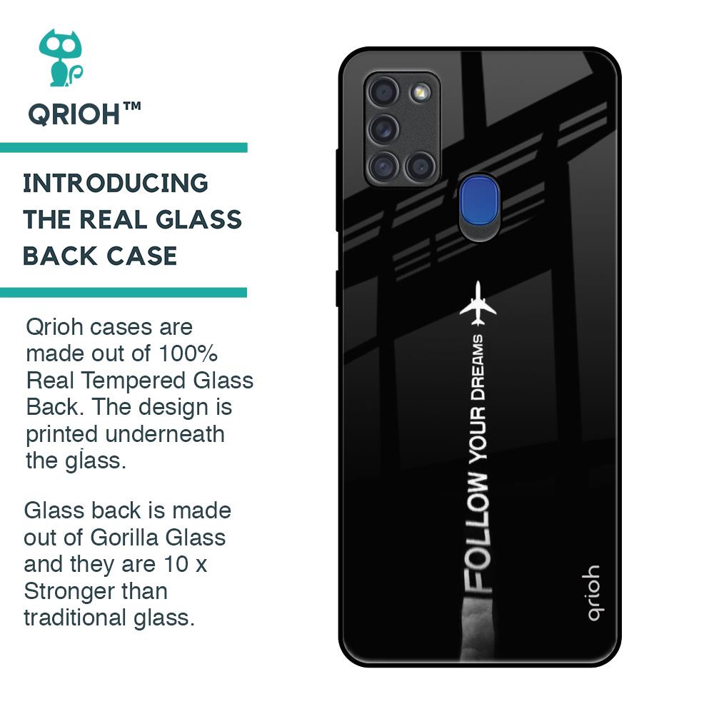 Follow Your Dreams Glass Case for Samsung A21s