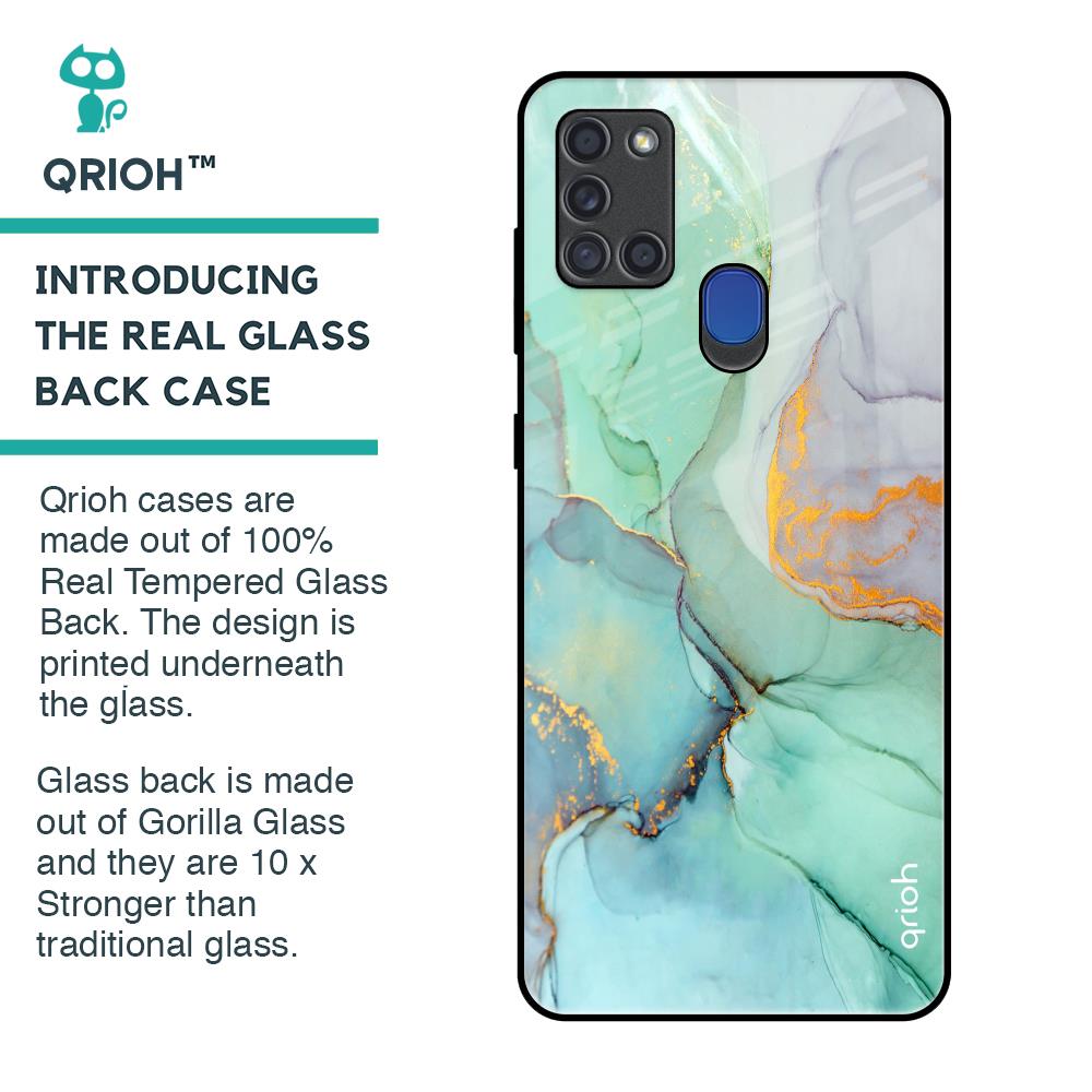 Green Marble Glass Case for Samsung A21s