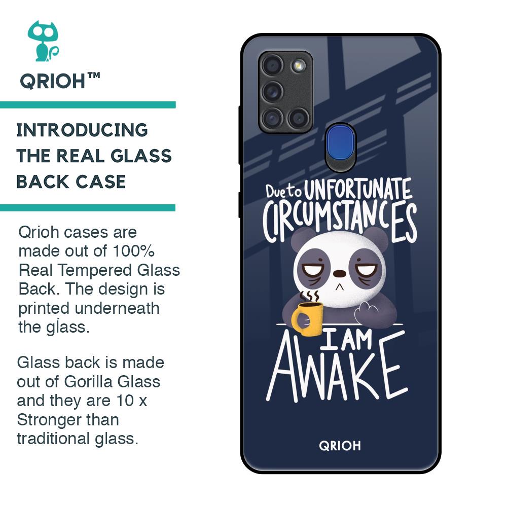 Struggling Panda Glass Case for Samsung A21s