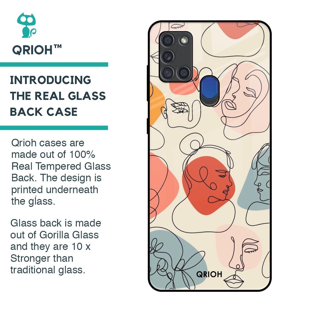 Abstract Faces Glass Case for Samsung A21s