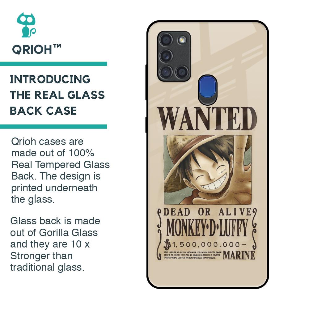 Luffy Wanted Glass Case for Samsung A21s